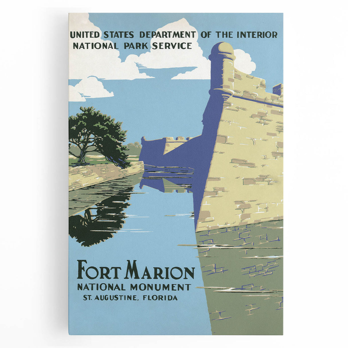 Fort Marion Vintage Travel Poster - Retro Florida Landmark Art