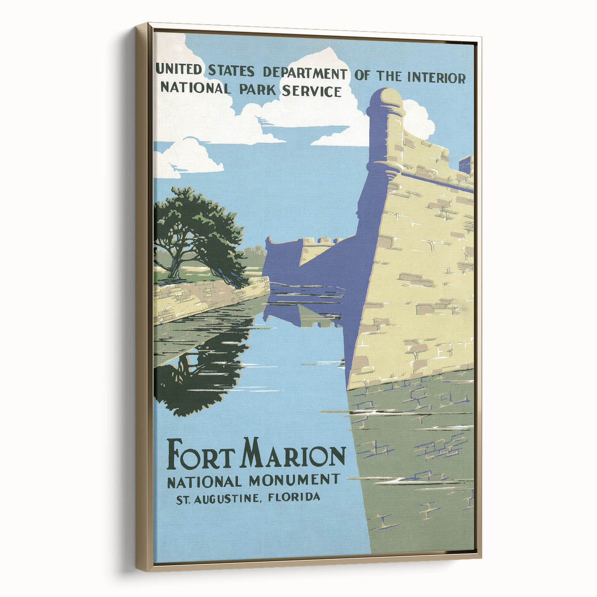 Fort Marion Vintage Travel Poster - Retro Florida Landmark Art