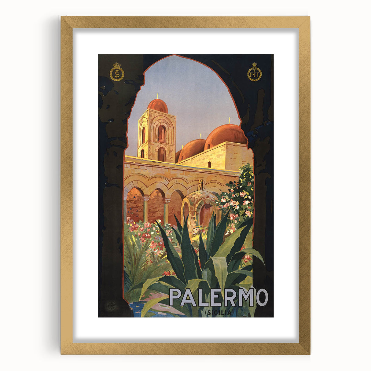 Palermo Vintage Travel Poster - Retro Italian Architecture Art