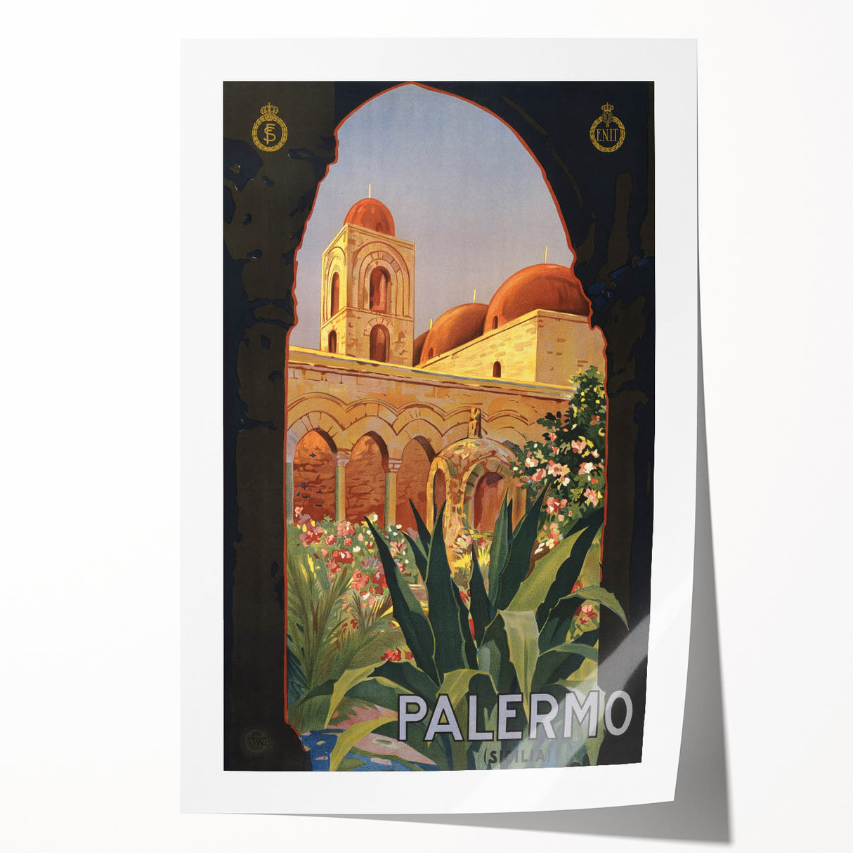 Palermo Vintage Travel Poster - Retro Italian Architecture Art