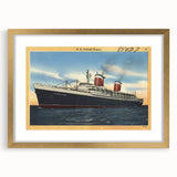 Vintage S.S. United States Travel Poster - Retro Ocean Liner Art