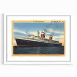 Vintage S.S. United States Travel Poster - Retro Ocean Liner Art
