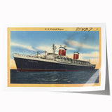 Vintage S.S. United States Travel Poster - Retro Ocean Liner Art