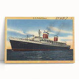 Vintage S.S. United States Travel Poster - Retro Ocean Liner Art