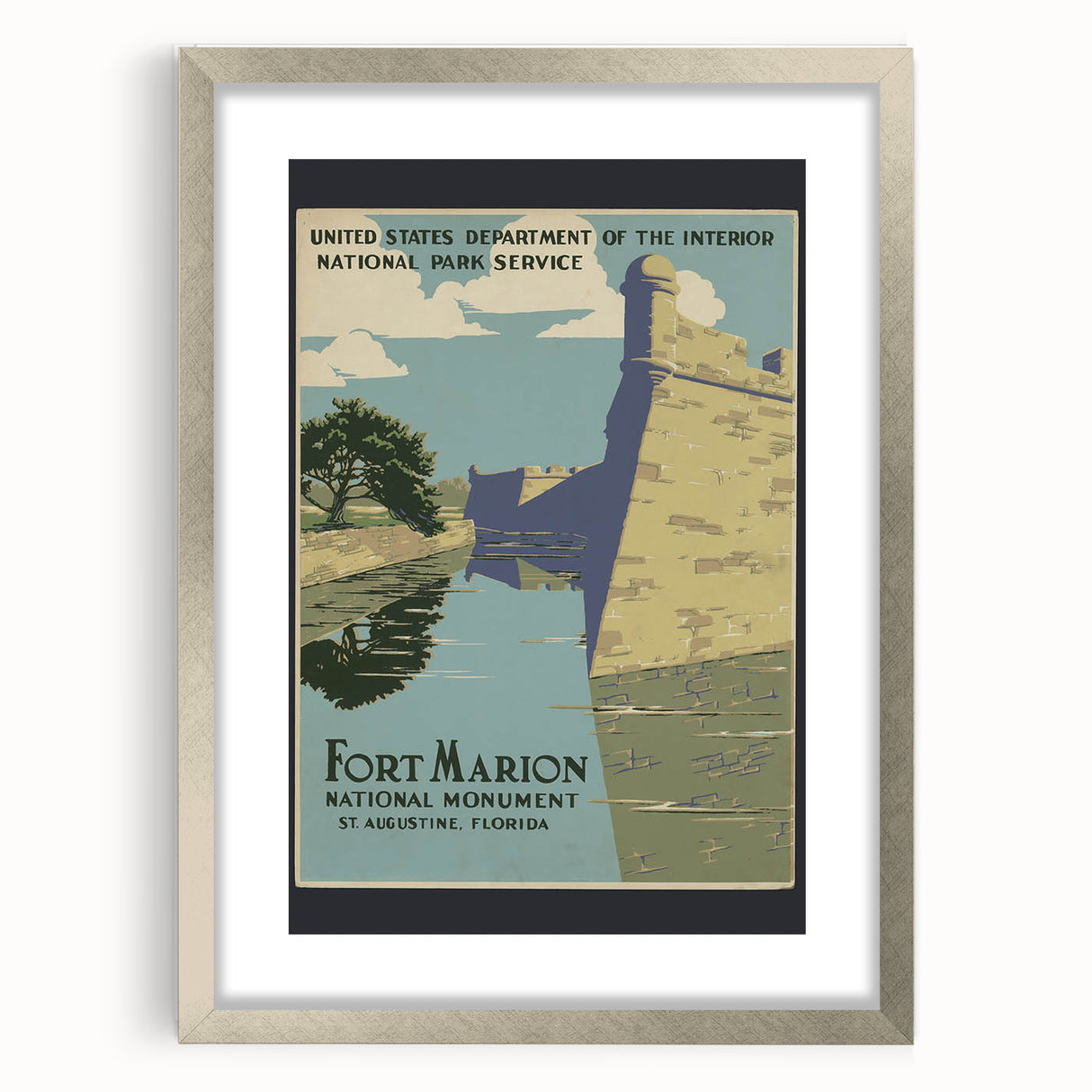 Vintage Travel Poster - Fort Marion, Florida | Retro Monument Art