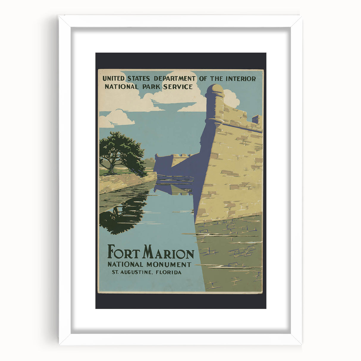 Vintage Travel Poster - Fort Marion, Florida | Retro Monument Art