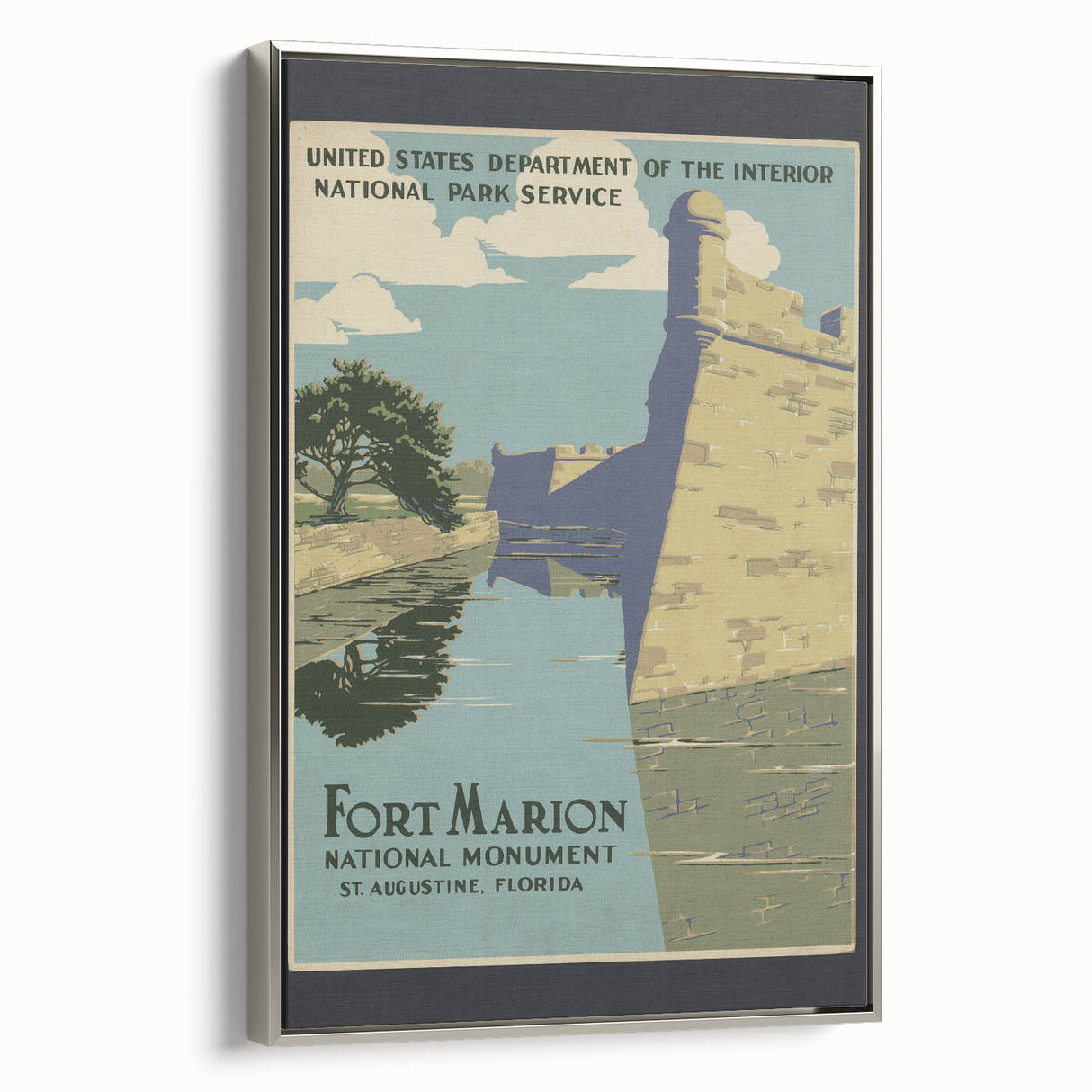 Vintage Travel Poster - Fort Marion, Florida | Retro Monument Art