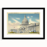 Vintage U.S. Capitol Poster - Classic Washington D.C. Travel Art
