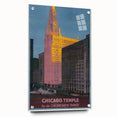 Vintage Travel Poster - Chicago Temple | Retro City Art Print