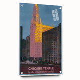 Vintage Travel Poster - Chicago Temple | Retro City Art Print