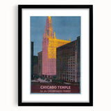 Vintage Travel Poster - Chicago Temple | Retro City Art Print