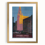 Vintage Travel Poster - Chicago Temple | Retro City Art Print