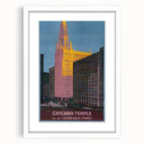 Vintage Travel Poster - Chicago Temple | Retro City Art Print