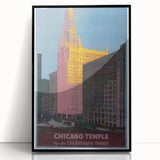 Vintage Travel Poster - Chicago Temple | Retro City Art Print