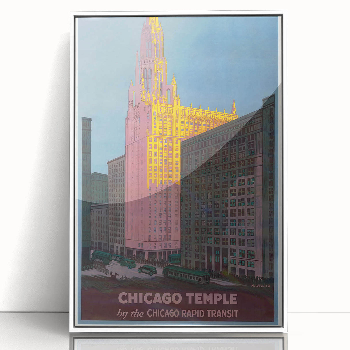 Vintage Travel Poster - Chicago Temple | Retro City Art Print