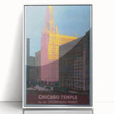 Vintage Travel Poster - Chicago Temple | Retro City Art Print
