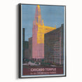 Vintage Travel Poster - Chicago Temple | Retro City Art Print