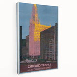 Vintage Travel Poster - Chicago Temple | Retro City Art Print
