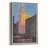 Vintage Travel Poster - Chicago Temple | Retro City Art Print