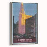 Vintage Travel Poster - Chicago Temple | Retro City Art Print