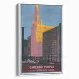 Vintage Travel Poster - Chicago Temple | Retro City Art Print