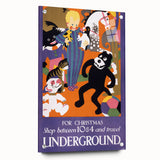 Vintage Travel Poster - Christmas Underground | Retro Holiday Art