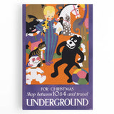 Vintage Travel Poster - Christmas Underground | Retro Holiday Art