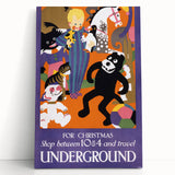 Vintage Travel Poster - Christmas Underground | Retro Holiday Art