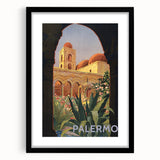 Vintage Travel Poster - Palermo, Sicily | Retro Architecture Art