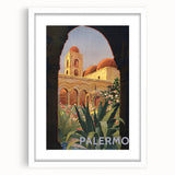 Vintage Travel Poster - Palermo, Sicily | Retro Architecture Art