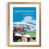 Vintage Travel Poster - Honeymoon Getaway | Retro Romance Art Print