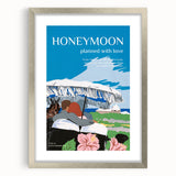 Vintage Travel Poster - Honeymoon Getaway | Retro Romance Art Print