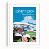 Vintage Travel Poster - Honeymoon Getaway | Retro Romance Art Print