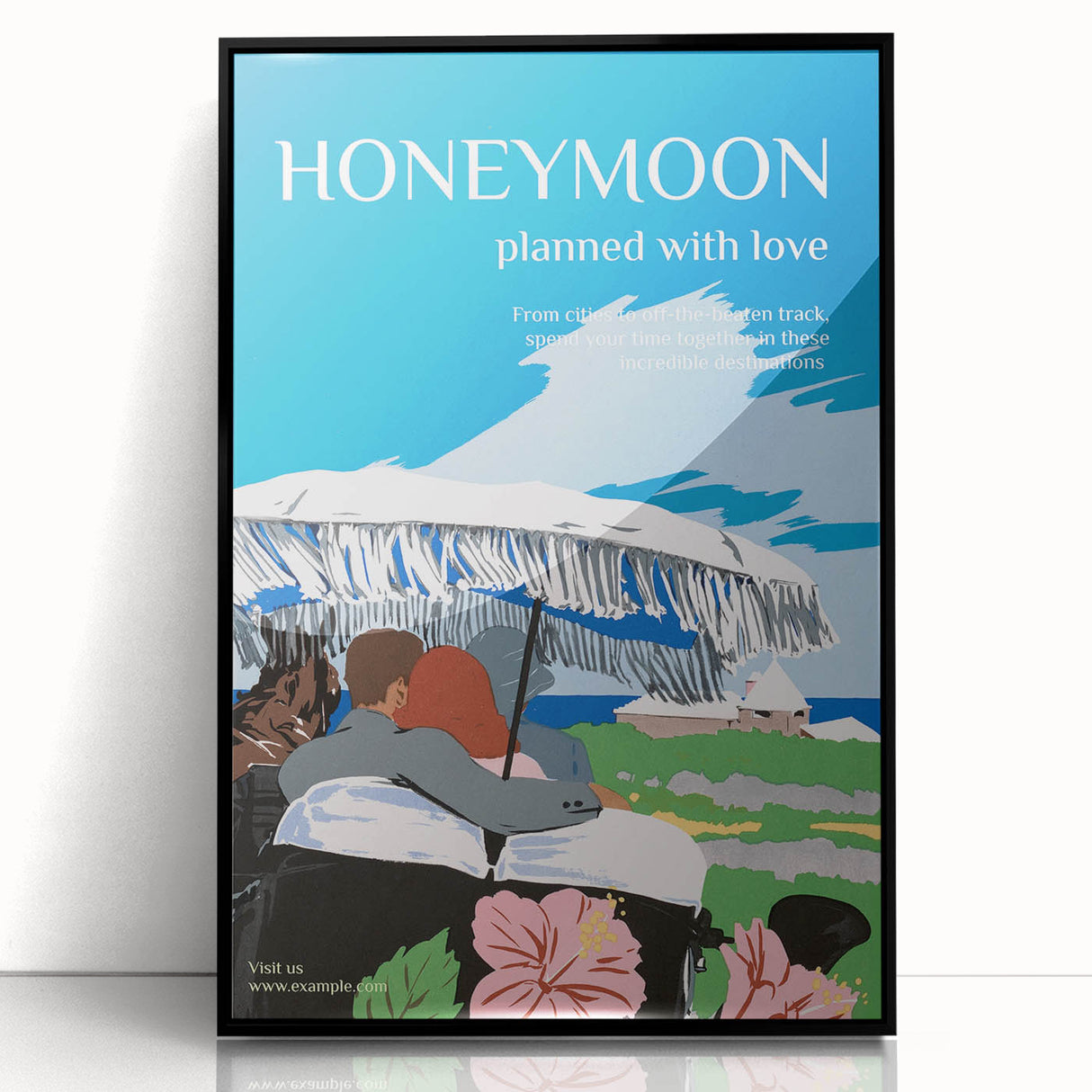 Vintage Travel Poster - Honeymoon Getaway | Retro Romance Art Print