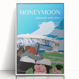 Vintage Travel Poster - Honeymoon Getaway | Retro Romance Art Print