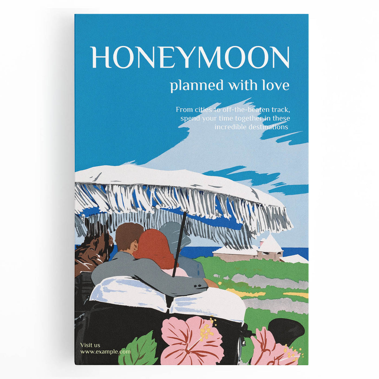 Vintage Travel Poster - Honeymoon Getaway | Retro Romance Art Print