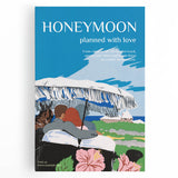 Vintage Travel Poster - Honeymoon Getaway | Retro Romance Art Print