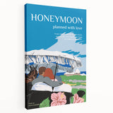 Vintage Travel Poster - Honeymoon Getaway | Retro Romance Art Print