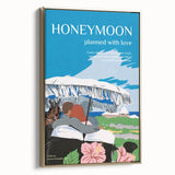 Vintage Travel Poster - Honeymoon Getaway | Retro Romance Art Print