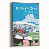Vintage Travel Poster - Honeymoon Getaway | Retro Romance Art Print