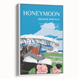 Vintage Travel Poster - Honeymoon Getaway | Retro Romance Art Print