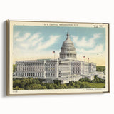 Vintage U.S. Capitol Poster - Retro Washington D.C. Travel Art