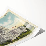 Vintage U.S. Capitol Poster - Retro Washington D.C. Travel Art
