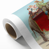 Vintage Travel Poster - Circus Elephant Ride | Retro Family Fun Art