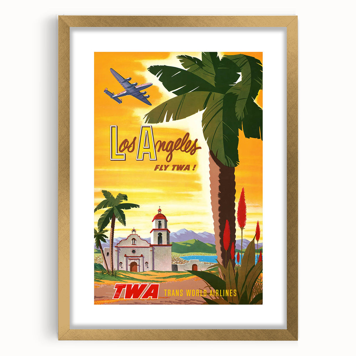 Vintage Travel Poster - Los Angeles | Retro TWA Airlines Art