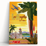 Vintage Travel Poster - Los Angeles | Retro TWA Airlines Art