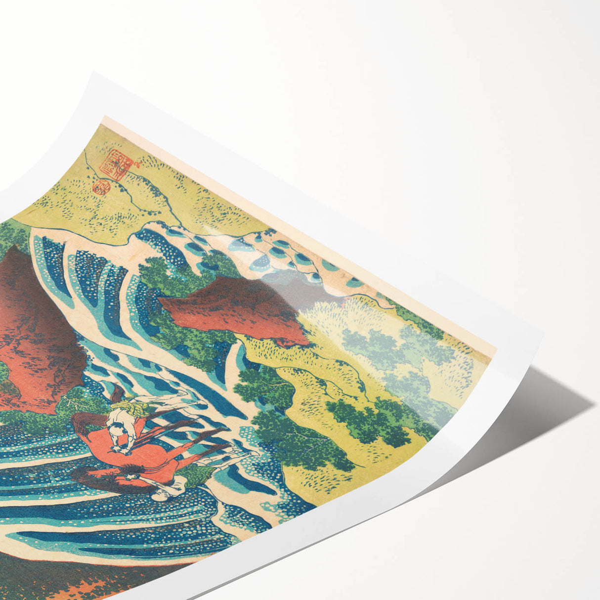 Vintage Japanese Travel Poster - Waterfall and Horse | Retro Art