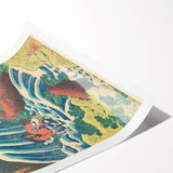 Vintage Japanese Travel Poster - Waterfall and Horse | Retro Art