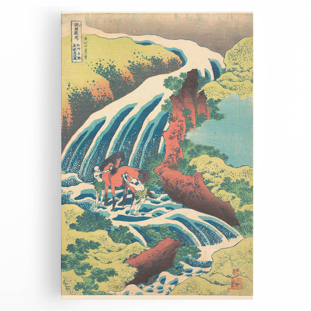 Vintage Japanese Travel Poster - Waterfall and Horse | Retro Art