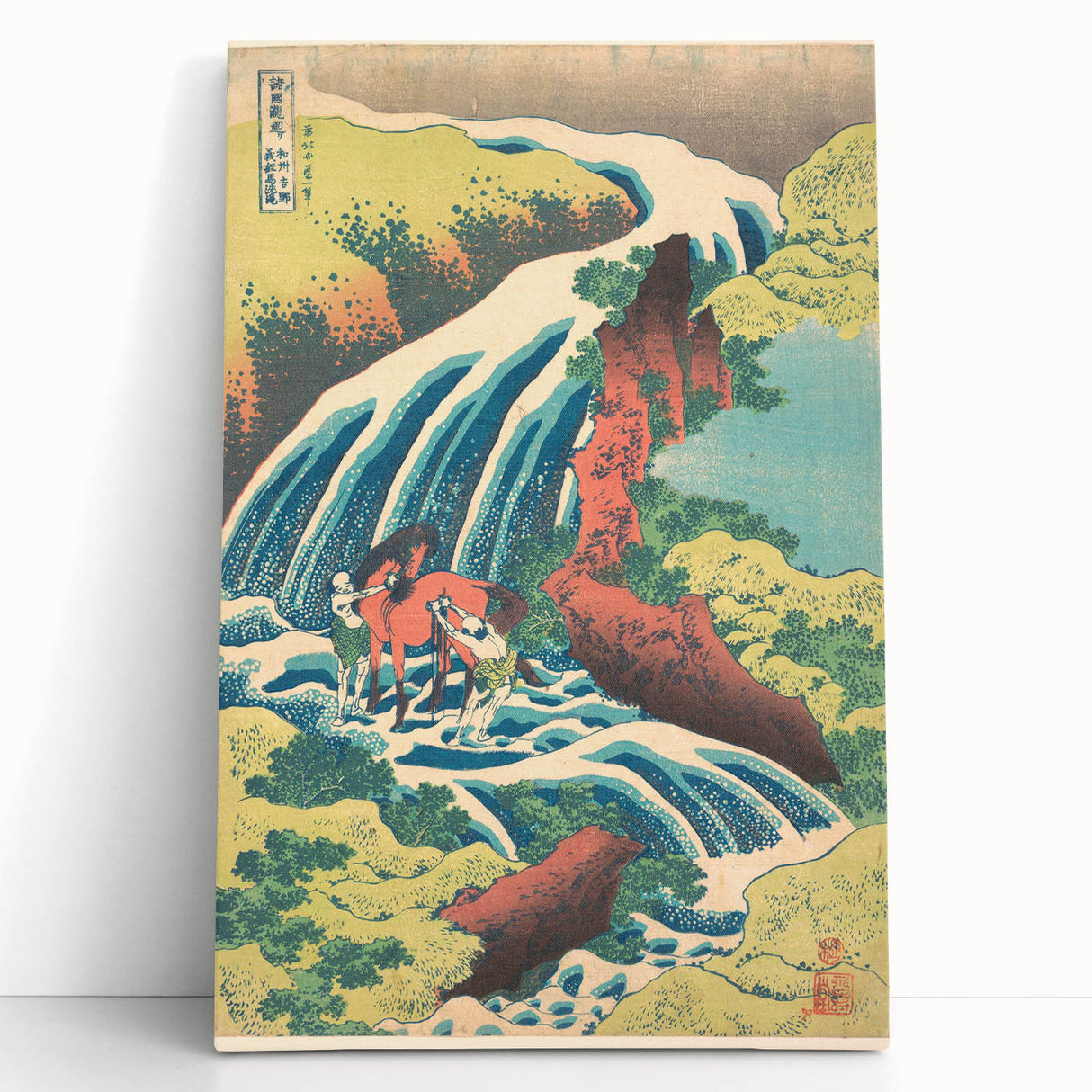 Vintage Japanese Travel Poster - Waterfall and Horse | Retro Art